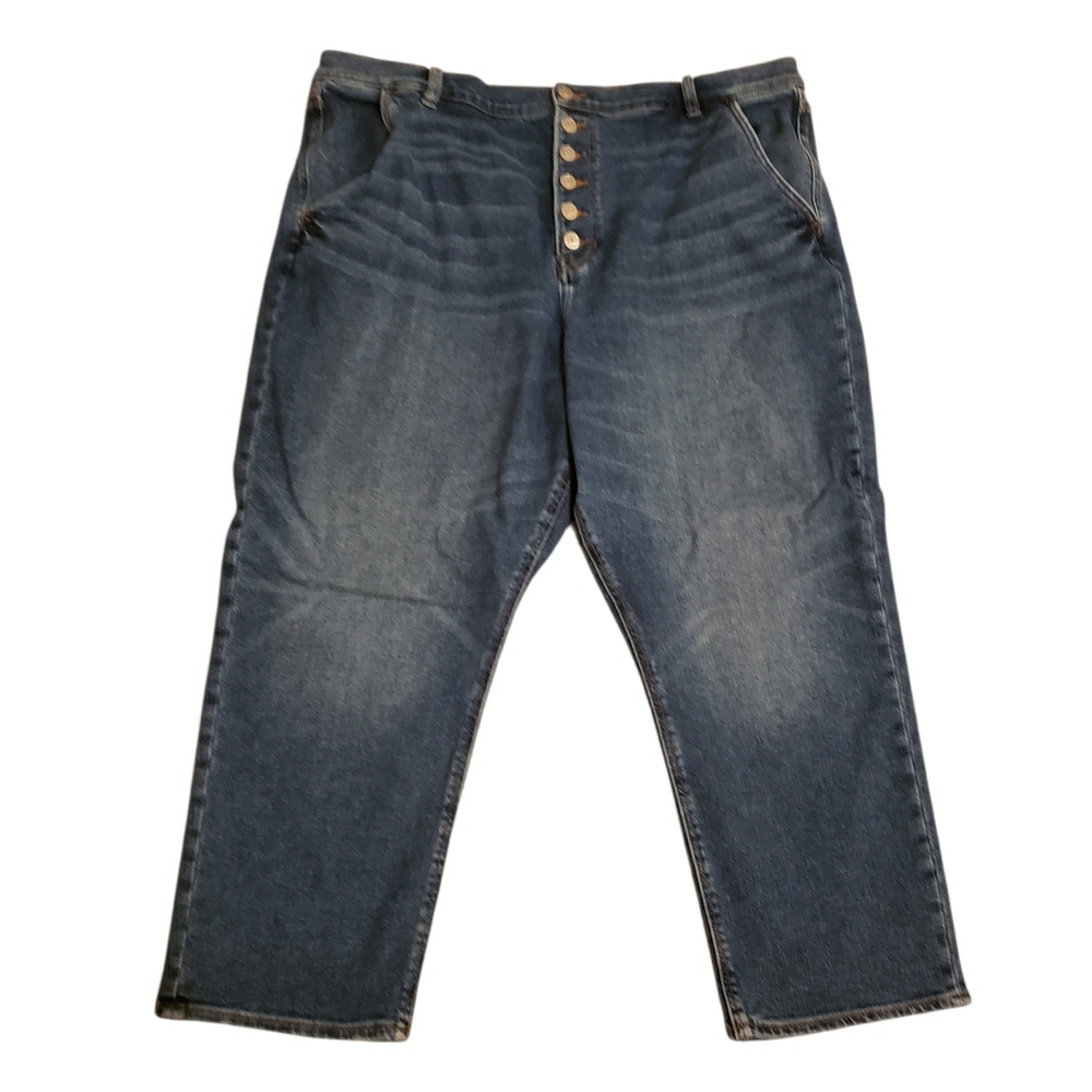 Women's Dark Blue Button-Fly Jeans